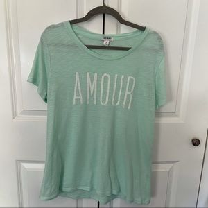 Old Navy aqua mint t-shirt with “Armour” graphic